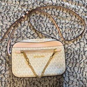 Michael Kors Cream and Pink Crossbody Bag